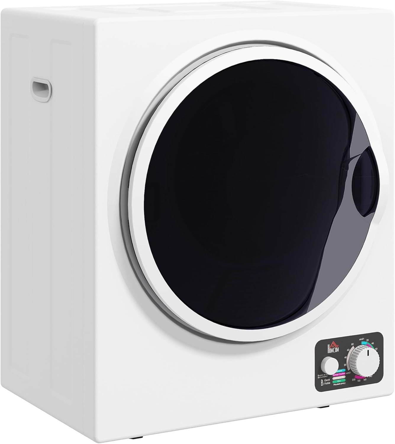 HOMCOM Mini Tumble Dryer 4 kg with 4 Programs up to 65°C 850W Freestanding Wall-Mountable Exhaust Dryer with 2 Heat Settings, Sterilization, Stainless Steel Drum Dryer for Clothes, Motorhomes, White