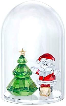 Swarovski Glass Bell Christmas Tree & Santa, Crystal, Multi-Colour, 4.8 x 3.8 cm