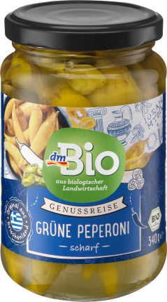 dmBio Green hot peppers, spicy, 170 g