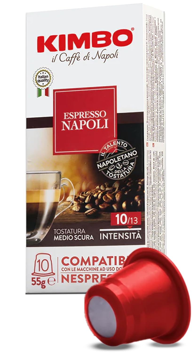 Kimbo Napoli Coffee Capsules Compatible with Nespresso 10 Packs of 10 Capsules (Total 100 Capsules)
