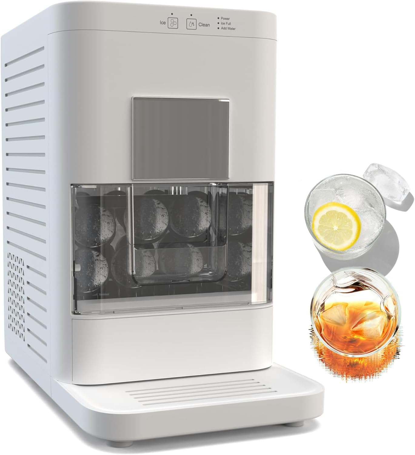 Mavdecll Countertop Sphere Ice Machine, 2 Inch Clear Ice Ball Maker, 84 Balls Per Day Capacity, with Automatic Self-Cleaning Function, Transparent Window, for Whiskey, Bourbon, Cocktail