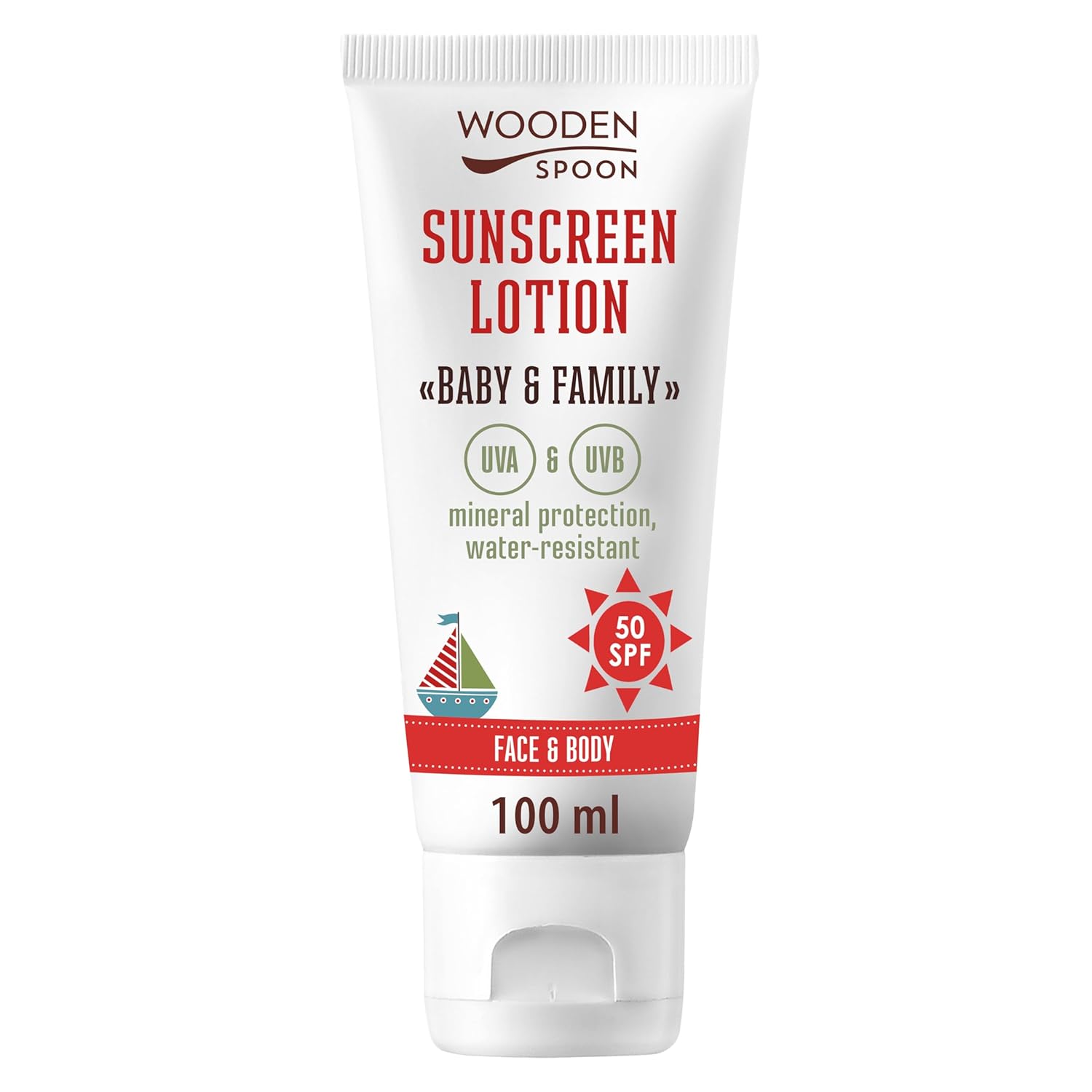 Wooden Spoon Organic Certified Sun Protection Lotion \"Baby & Family\" SPF50 100% Mineral Filter, 100 ml