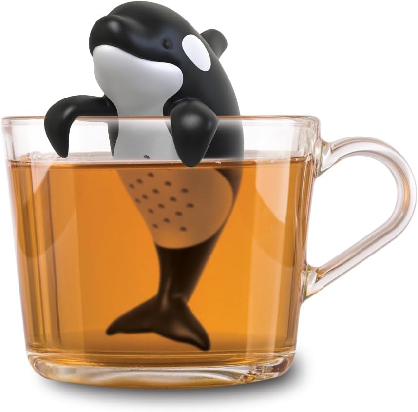 Winkee Store Winkee Cute Animal Tea Strainer for Loose Tea, Funny Tea Infuser, Tea Filter for Cups and Thermal Mugs, Silicone Spice Strainer, Animal Character Tea Capsule, Orca