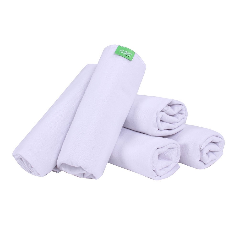 LULANDO B06XT5XXRY Cloth Nappies, Molleton Cloths, Washable and Burp Cloths for Your Baby, 70 x 80 cm, Size: Pack of 5, White