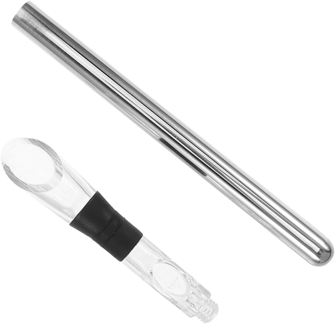 NUOBESTY Stainless Steel Wine Cooler Rod with Aerator and Pourer, Rapid Cooling Rod for Wine, Beer and Juice, Practical Beverage Cooling Rod for Home and Parties