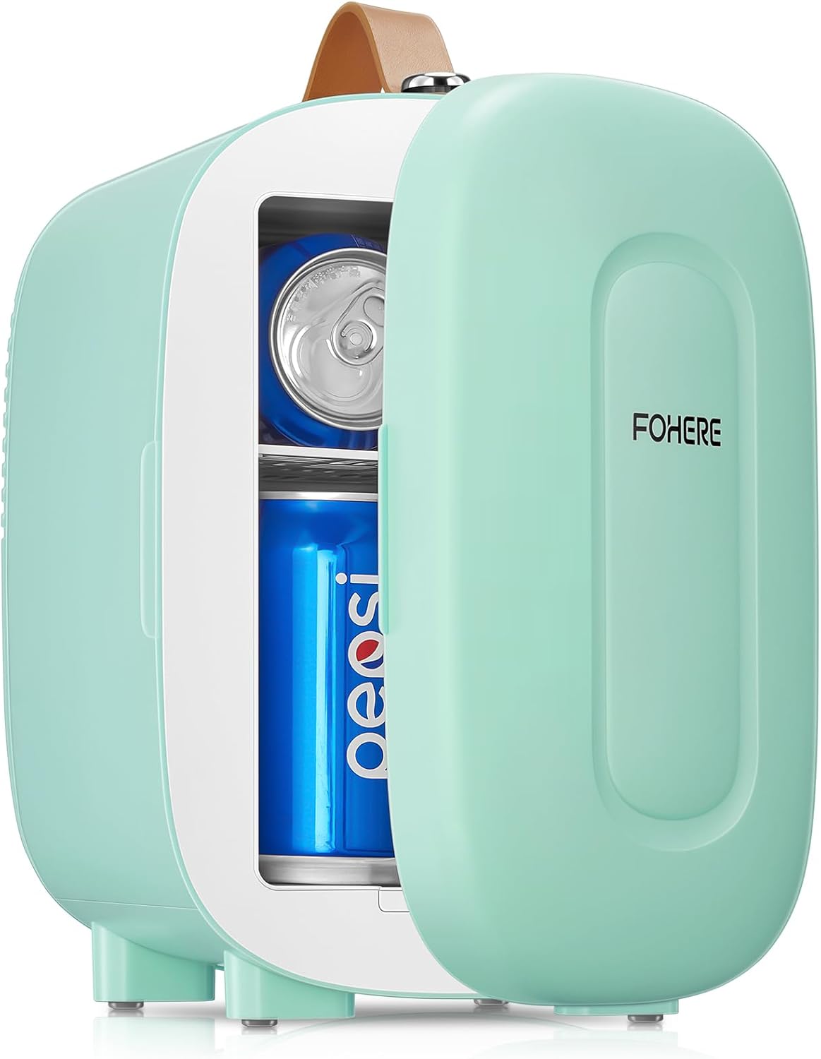 FOHERE Mini Fridge, 5 Liter Mini Refrigerators for Cosmetics, Drinks, Additional USB Power Supply, 220 V AC/12 V DC, Small Fridge for Bedroom, Office, Dorm, Car (Green)