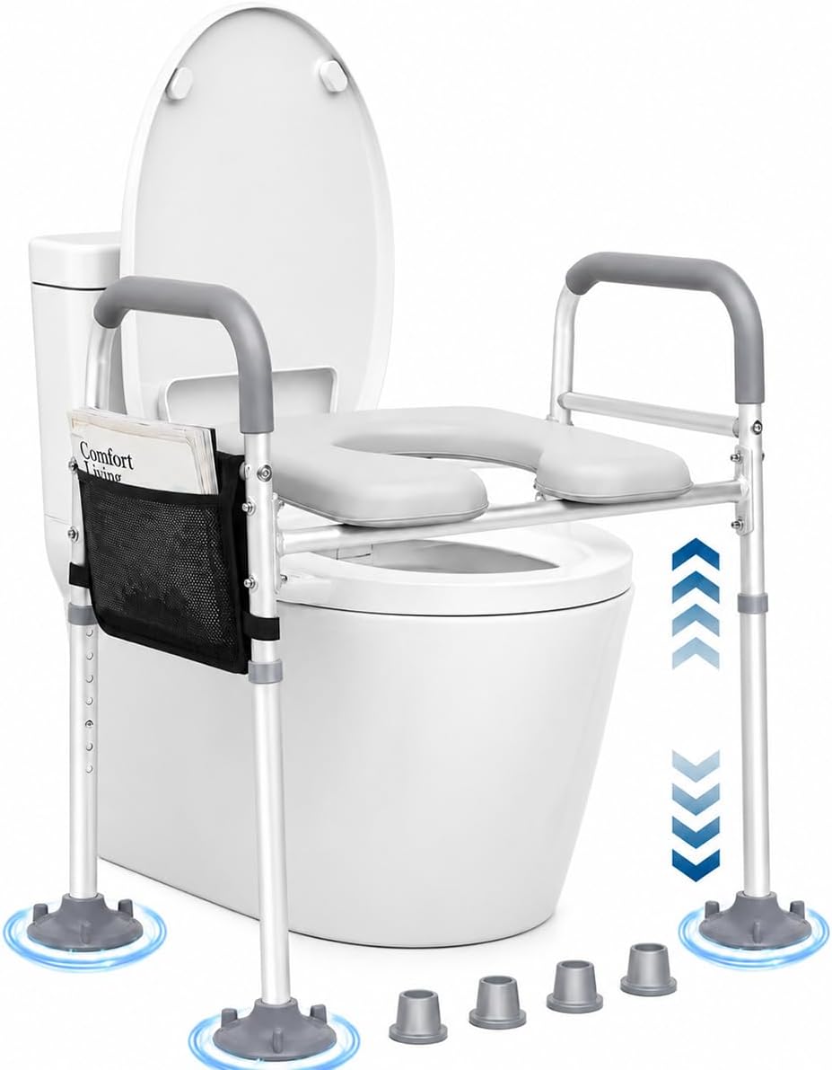 kajkey Store Toilet seat raiser - adult toilet seat raiser, toilet seat raiser, toilet seat raiser with armrests, toilet attachment for seniors, fits any toilet