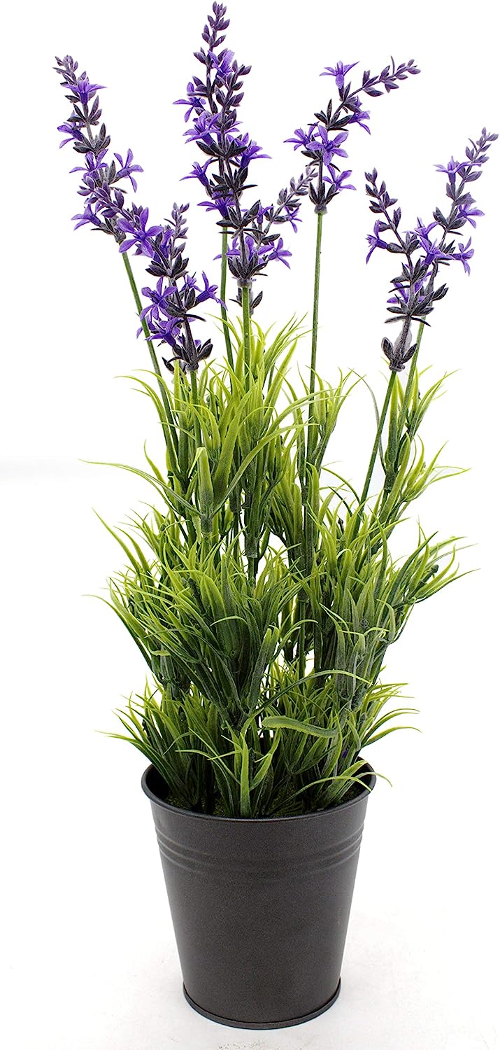 DARO DEKO Artificial Lavender Plant with Metal Pot