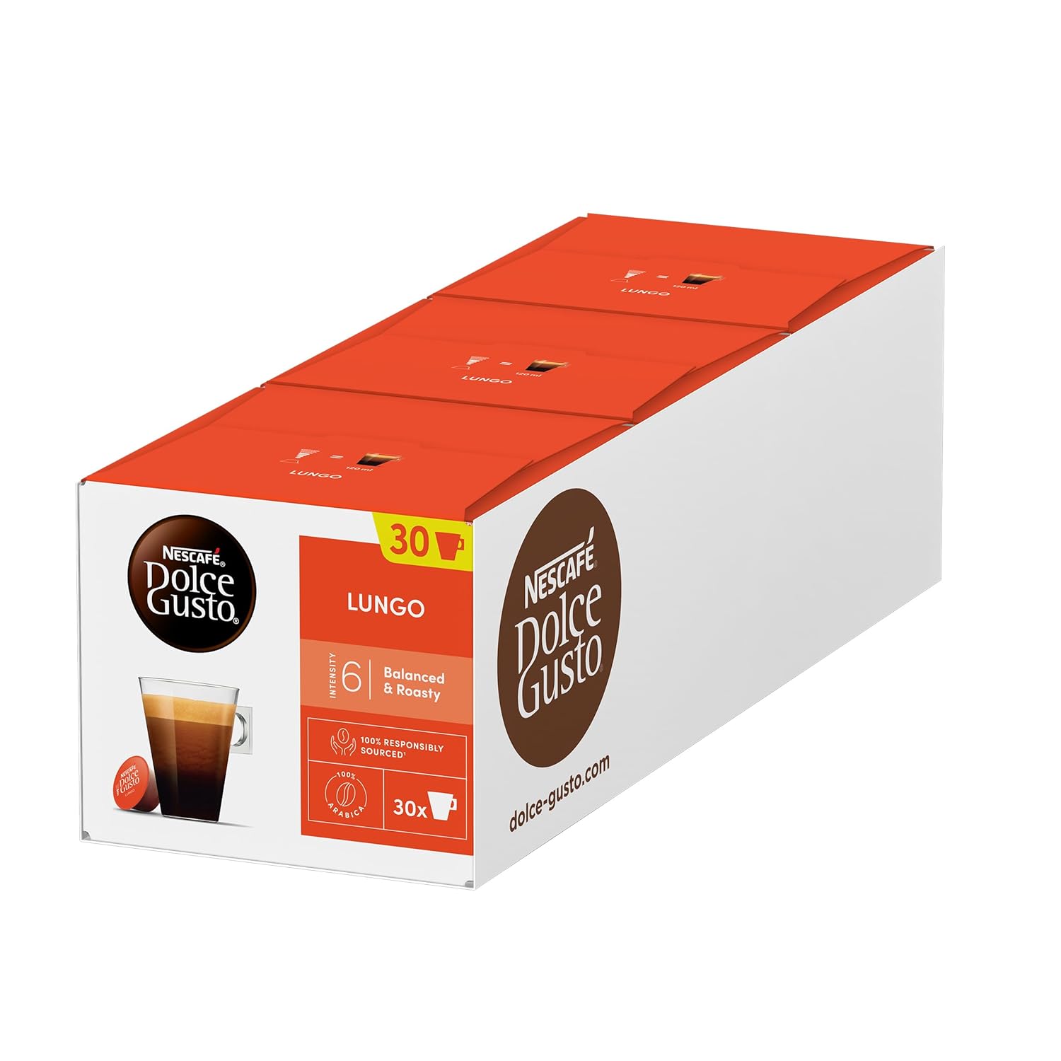 NESCAFÉ DOLCE GUSTO Lungo Coffee Capsules Pack of 3 (3 x 30 Capsules)