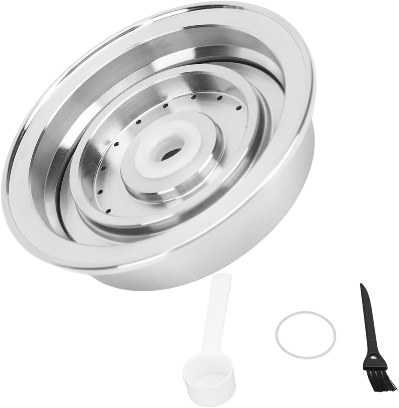 Culnflun Refillable Coffee Capsule, Reusable Coffee Capsules for Vertuo according to Nespreso Stainless Steel Coffee Pad with Spoon and Brush, Coffee Capsule Adapter Large to Small Converter Holder