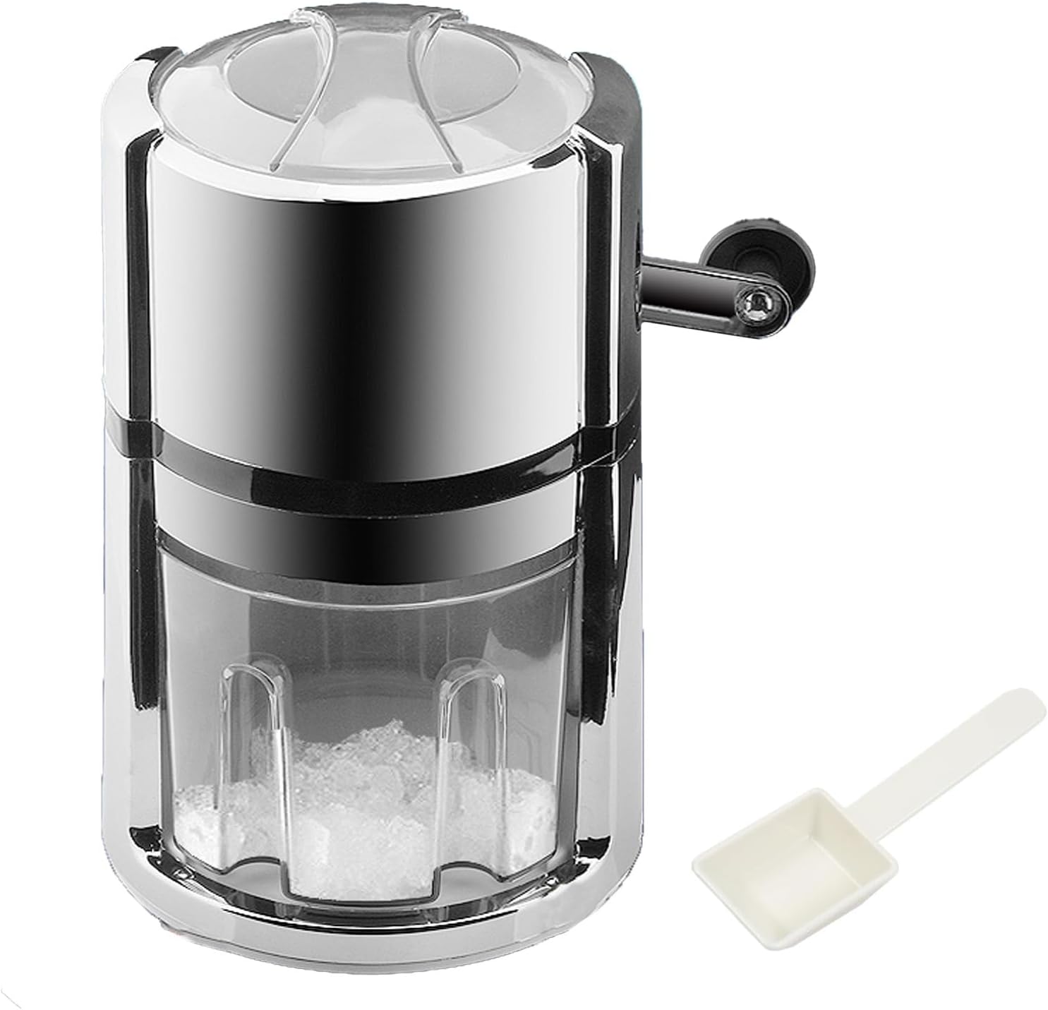 HAMON Stainless Steel Manual Ice Crusher, Portable Ice Crusher, Ice Crusher with Ice Scoop, Ice Crusher for Smoothie Cocktails, Cool Fresh, Crushed Ice Maker with 1.1 L Capacity