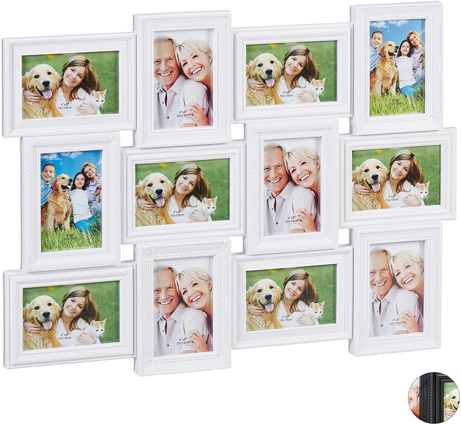 Relaxdays Collage Picture Frame for 12 Photos Portrait or Landscape Format Plastic HxW: 54 x 70 cm Various Colours Colours.