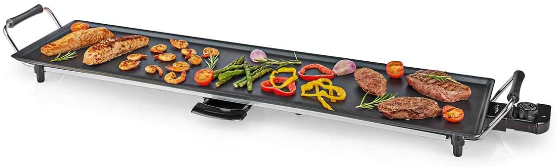 NEDIS Teppanyaki grill - baking surface (L x W): 90 x 23 cm - 2000 W - adjustable temperature regulation - non-stick coating - removable parts - cool touch handle - non-slip - black