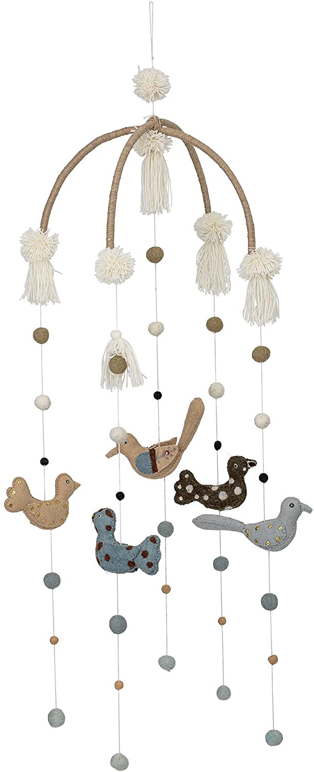 Bloomingville Mobile, natural grey, blue, wood