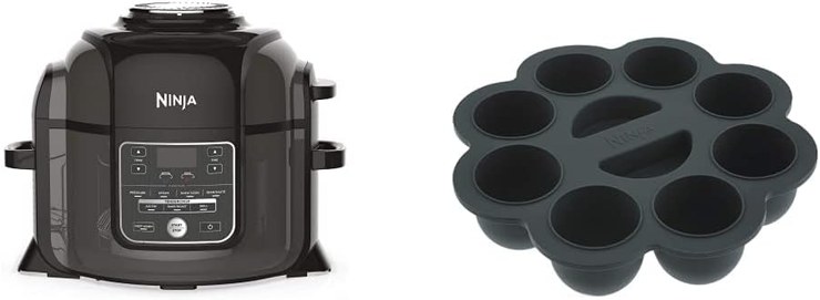 Ninja Foodi Multi Cooker [OP300EU] Tender Crisp Technology, Black and Gray & Silicone Mini Mould, Ideal for Cupcakes and Muffins [4382J300EUUK]