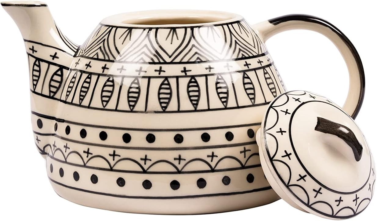 Gall&Zick Ceramic Teapot Hand-Painted Black / White (Bali)