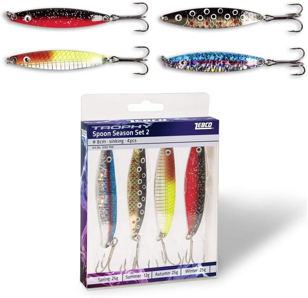 Zebco Trophy Spoon Set Sea Trout & Sea Bass 6 Cm And 8 Cm Set With Four Dif