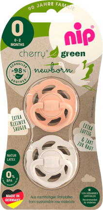 NIP Schnuller Cherry Green latex, orange/brown, 0-2 months, 2 hours