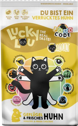 Lucky Lou Dry cat food with poultry & chicken "you're a crazy chicken", adult, 750 g