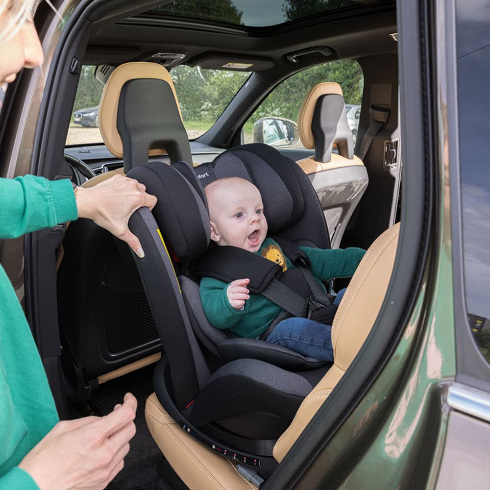 Bebeconfort EvolveFix Group 1/2/3 Car Seat with ISOFIX, 360° Rotating Child Car Seat, Usable from Birth to 12 Years, 0-36 kg, Night Black