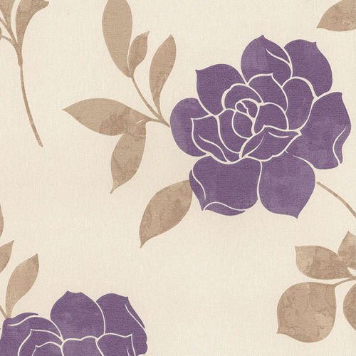 galerie-24 Md29426 – Seide Impressions Floral Rosen Braun, Cremefarben, Violett Galeri