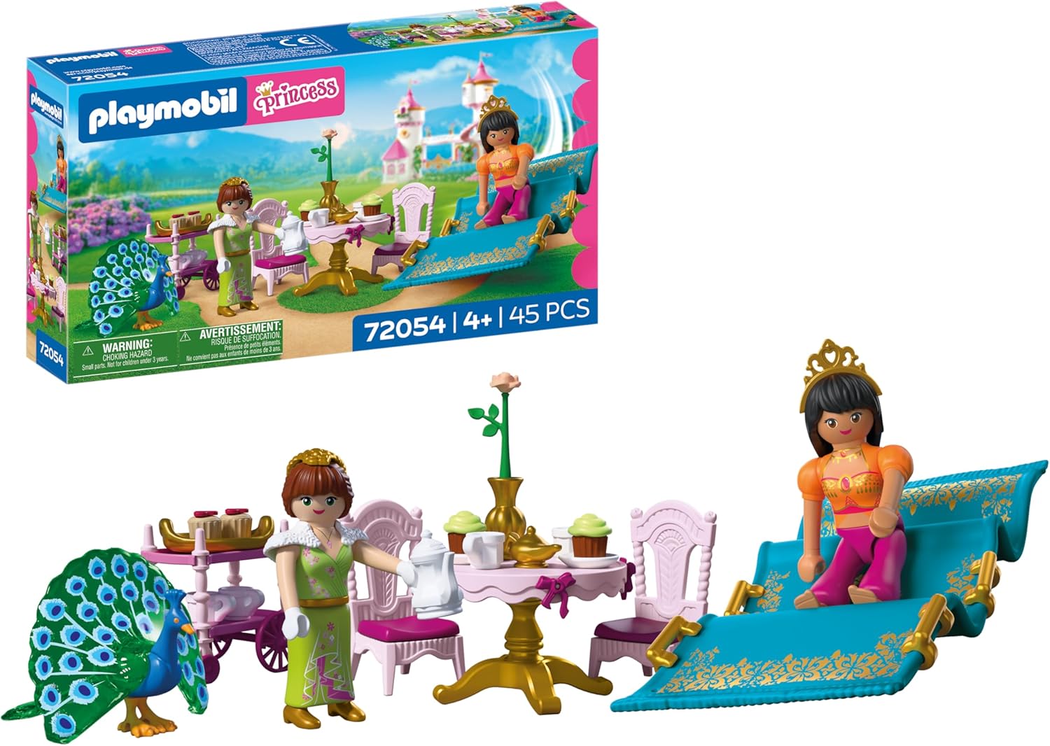 PLAYMOBIL Princess 72054 Visit from a Distance 2 Princesses with Flying Rug and Coffee Wreaths Promotes Creativity Princess Toy from 4 Years