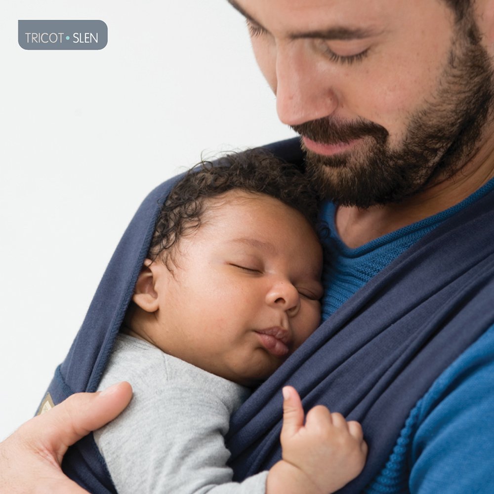 BABYLONIA Baby Carriers Baby Carrier Newborn from Birth 100% Organic Cotton Tricot Slen One Size Blue Jeans
