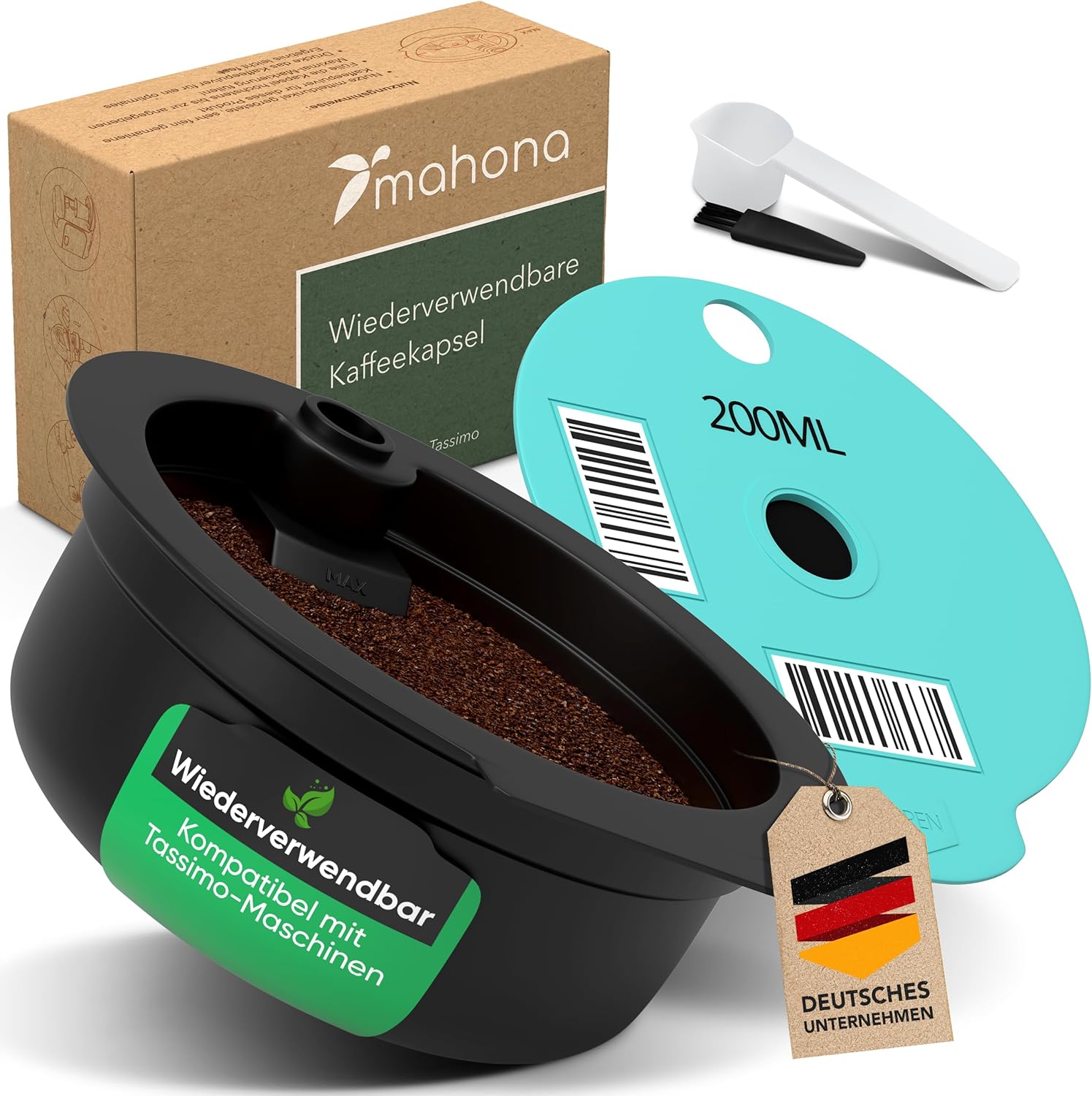 Reusable Capsules, Refillable Coffee Capsule for Refilling, for Environmentally Conscious Coffee Lovers, Compatible with Tassimo Machines + Capsule Holder mahona