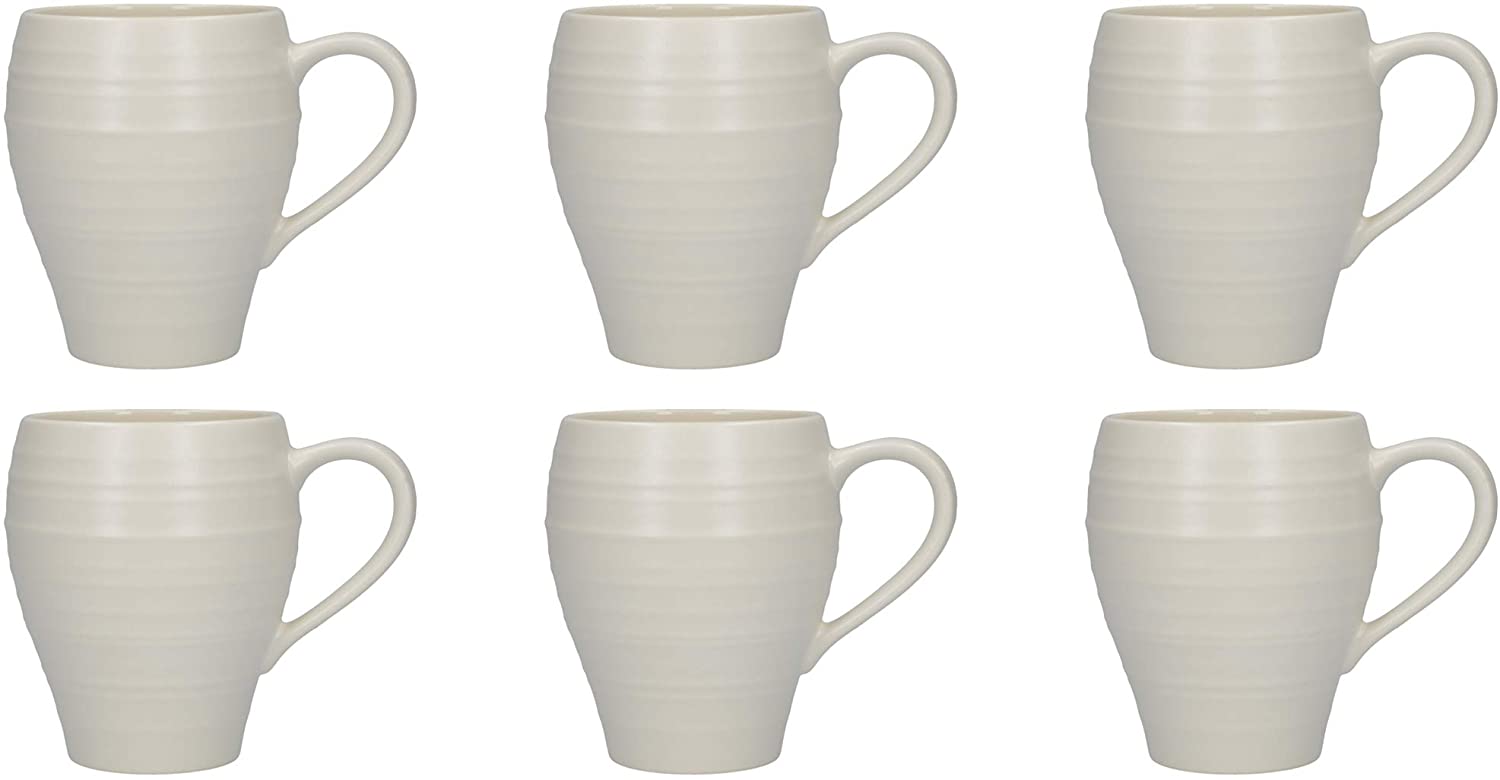 CREATIVE TOPS Mikasa 510 ml \'Swirl\' Stoneware Glazed Mug, Set of 6, White