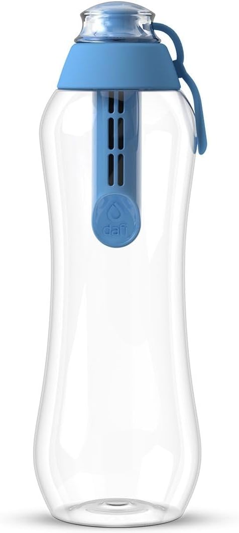 DAFI Store DAFI Water Bottle with Filter 0.5 L, Blue - Water Bottle with Water Filter, BPA-Free, Sports Bottle with Filtered Water for Travel - Filter Bottle Outdoor + Activated Carbon Filter Straw