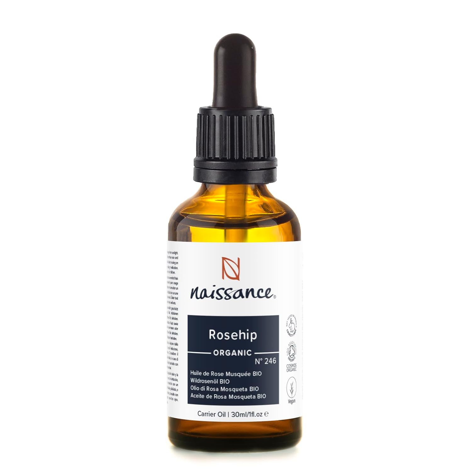 Naissance Wild Rose Oil / Rosehip Seed Oil Organic (No. 246) - 30 ml - for Hair, Face, Skin & Nails