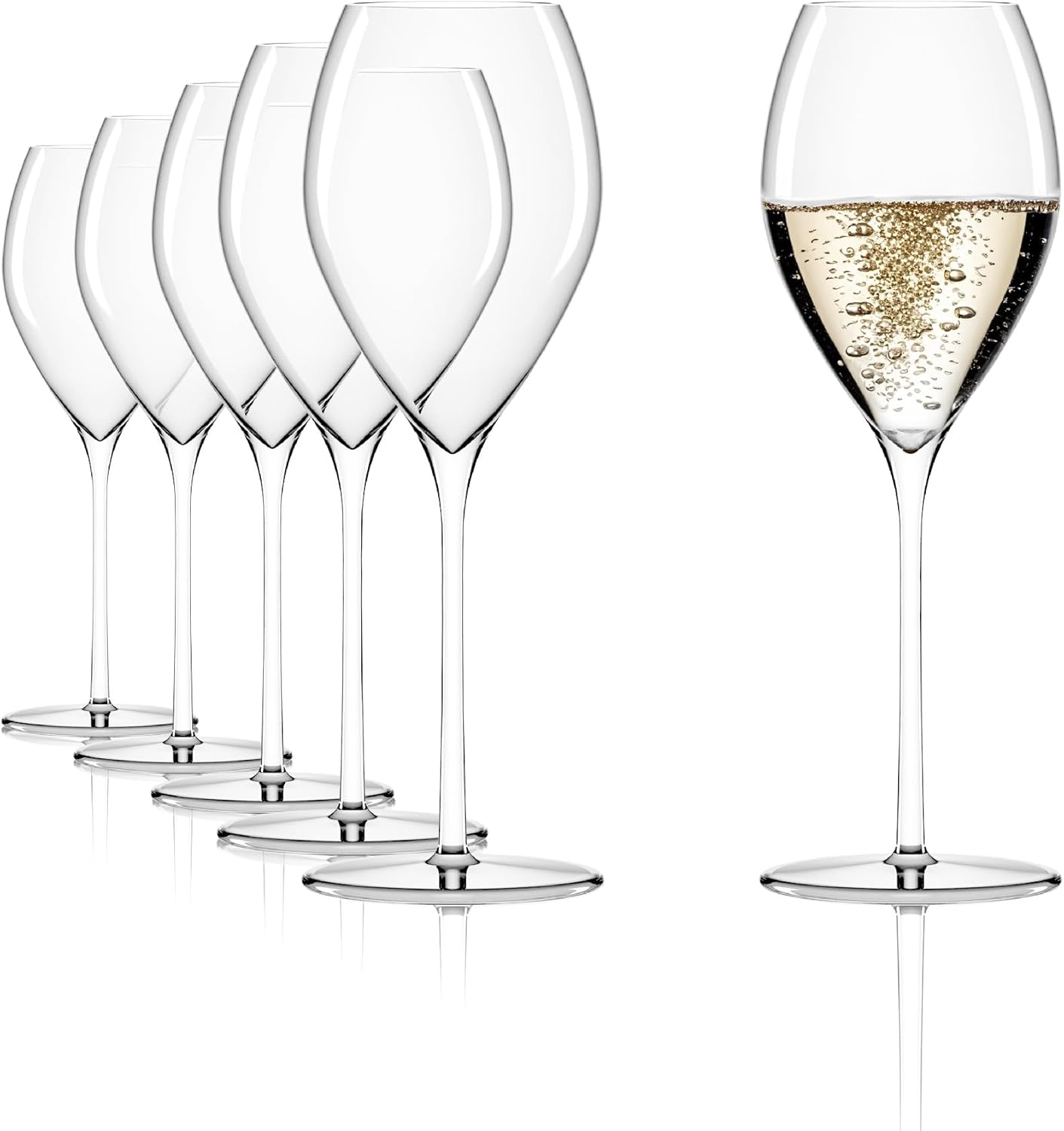 Stölzle Lausitz Fino Champagne Glass, Elegant Set of 6 Made of Crystal Glass, Champagne Glasses, Aperitif Glasses, Prosecco Glasses, Champagne Flutes