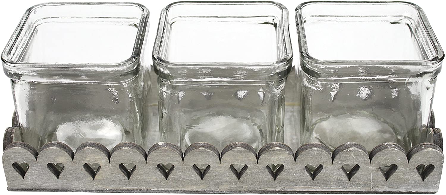 Decoline 3 Tealight Holder with Heart Holes