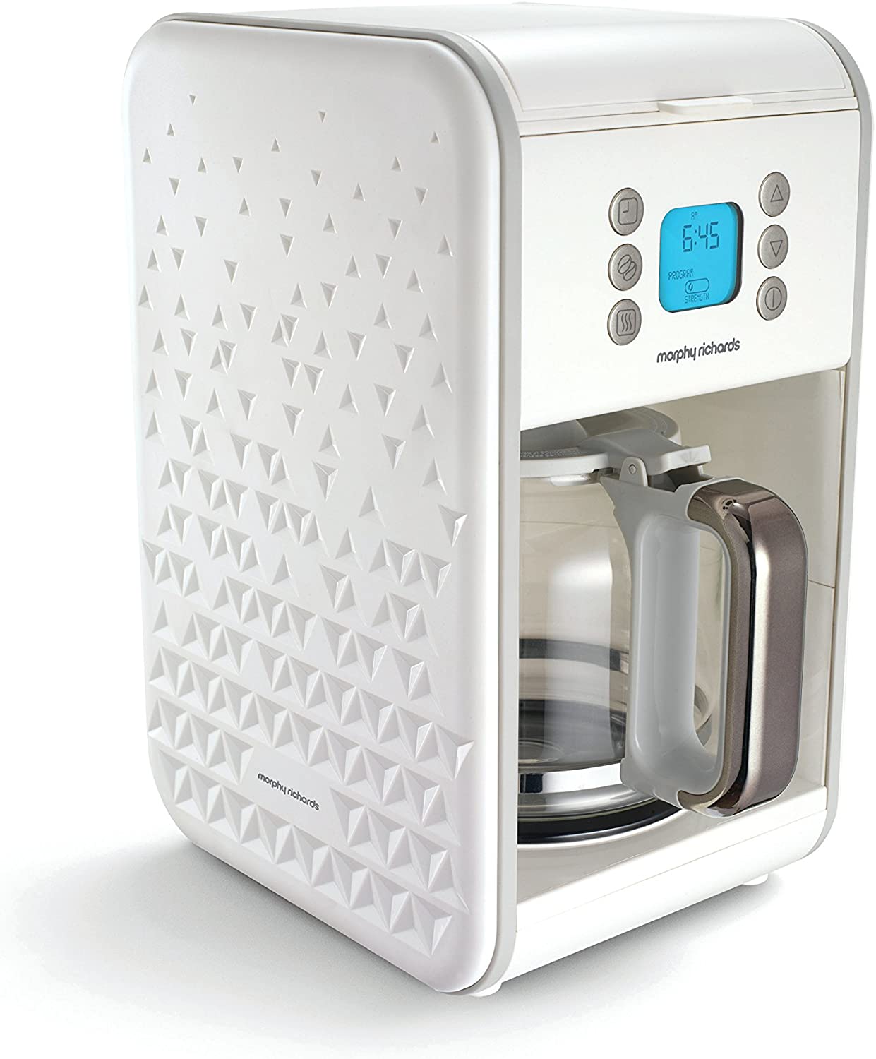 Morphy Richards Coffee Maker Filter Manual Prism Free Standing FreeStanding. Semi-Automatic Coffee Machine, White, Carafe, Stainless Steel, Cufflinks)