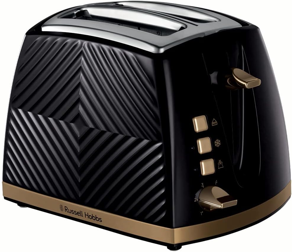 Russell Hobbs 26390 2 Slice Toaster, Touch Toaster with 3D Design with Freezer Settings, Cancel and Reheat, 850 Watt, Black