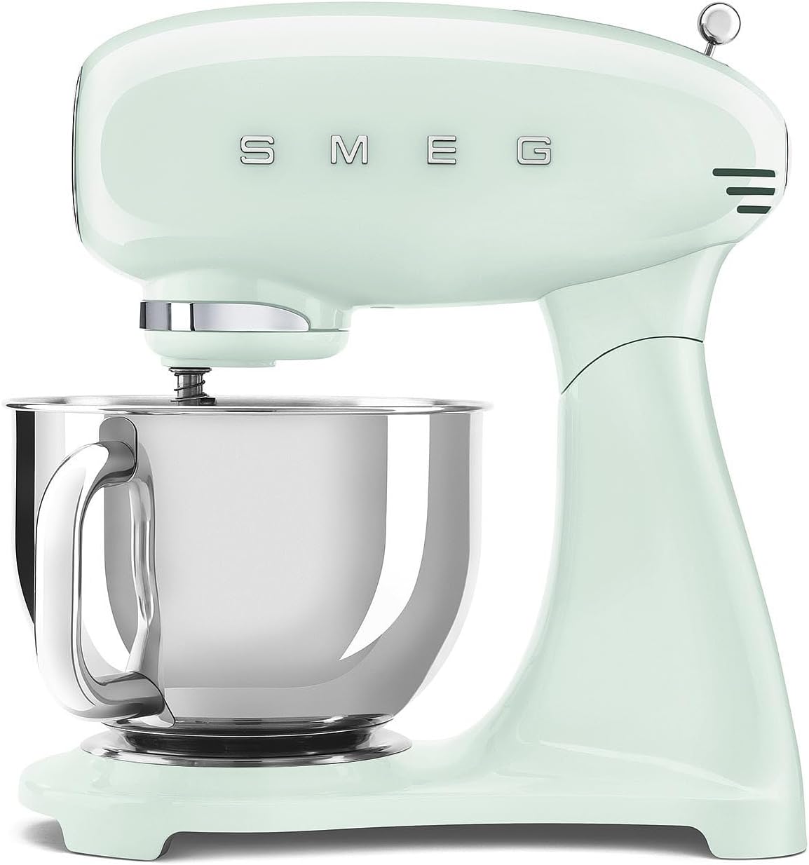 Smeg, SMF03PGEU Food Processor, 10 Speed ​​Levels, Planetary Mixer, Safety Shut-Off, 2 Whisks, Stainless Steel Ball Handle, 800 W, Pastel Green