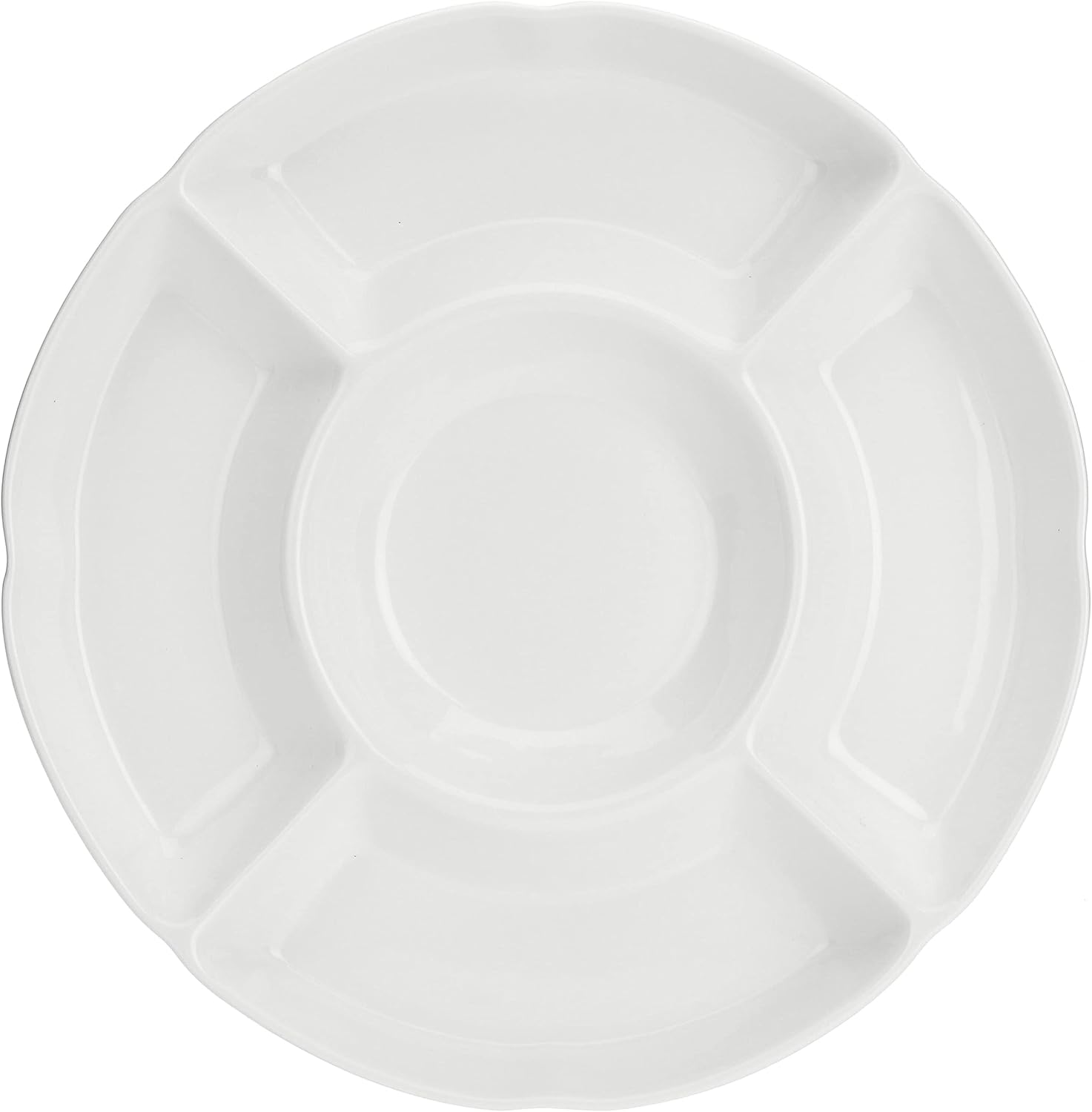 la Porcellana Convivio Round Serving Plate 5 Parts cm 25.5 in Gift Box, Porcelain White, 20.3 x 20.3 x 5.8 cm