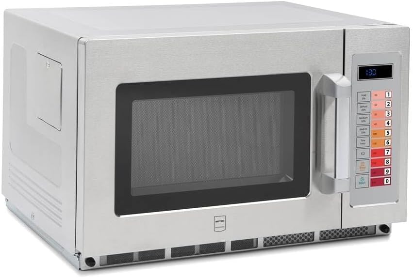 METRO Professional GMW 1034D Professional Microwave Stainless Steel 57.4 x 52.8 x 36.7 cm 1800 Cotton 34 Liters Digital Display 3 Cooking Levels 100 Pre-Installed Programs Including Defrosting