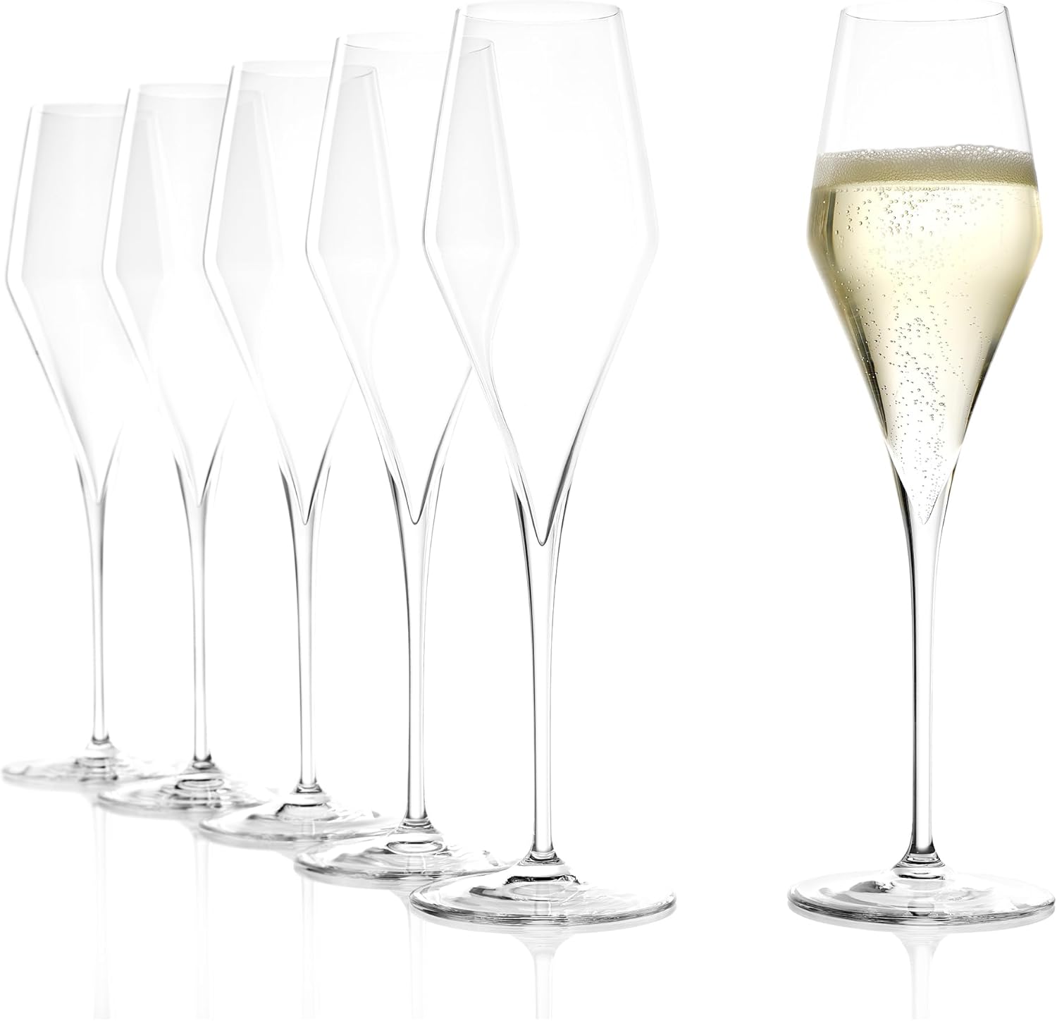 Stölzle Lausitz Champagne Glass Q1 / Mouth-Blown Set of 6 / High-Quality Champagne Glasses Made of Crystal Glass / Aperitif, Prosecco Glasses / Champagne Flutes