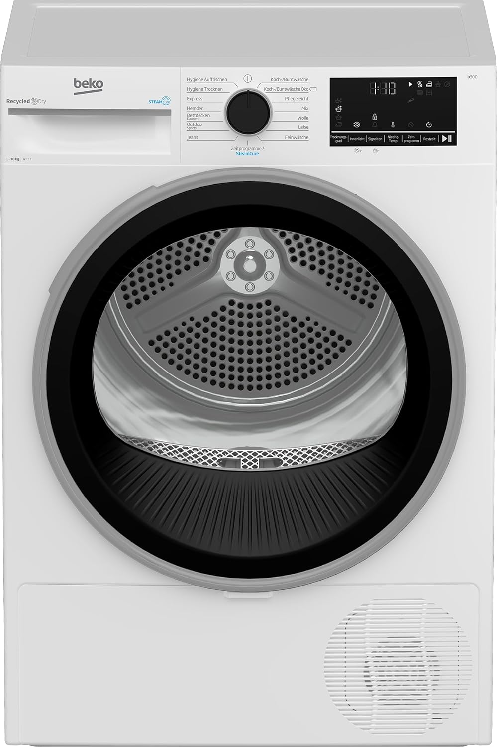 Beko B3T442491 Heat Pump Dryer 10 kg, SteamCure Steam Function, Suitable for Allergy Sufferers, Aquawave Gentle Drum, Hygiene Drying & Refreshing Hygiene, 15 Programmes, White