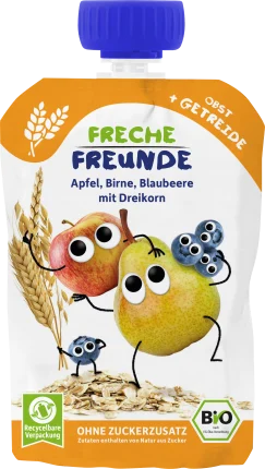 FRECHE FREUNDE Squeeze apple, pear, blueberry with three grains from 6 months, 100 g