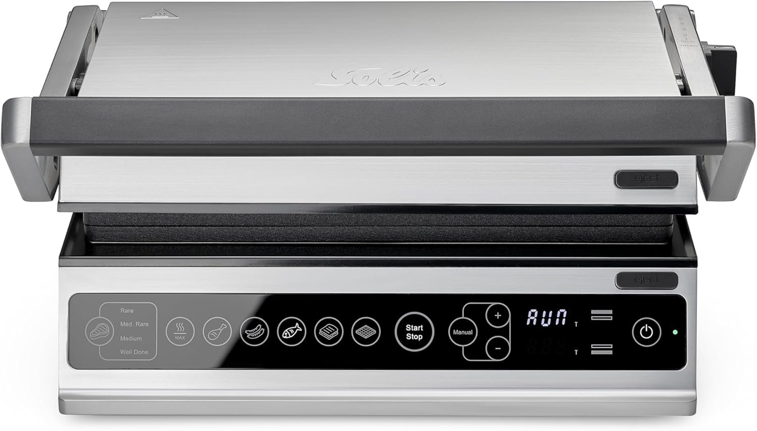 Solis Store Solis Contact Grill Pro - Enjoy Like a Professional: Contact Grill, Sandwich Maker, Panini & Waffle Maker, Stainless Steel, Non-Stick, Easy to Clean, 180° Opening, Healthy & PFAS-Free
