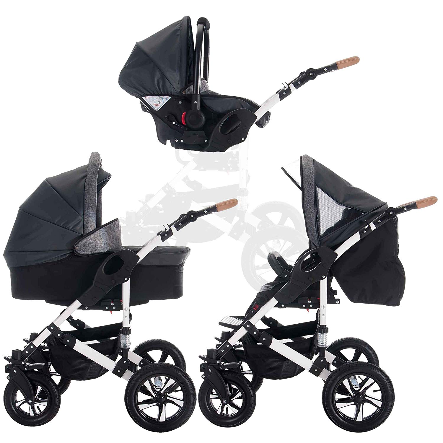 Bebebi myVARIO 3-in-1 Combi Pushchair Hard Rubber Colour: myStar
