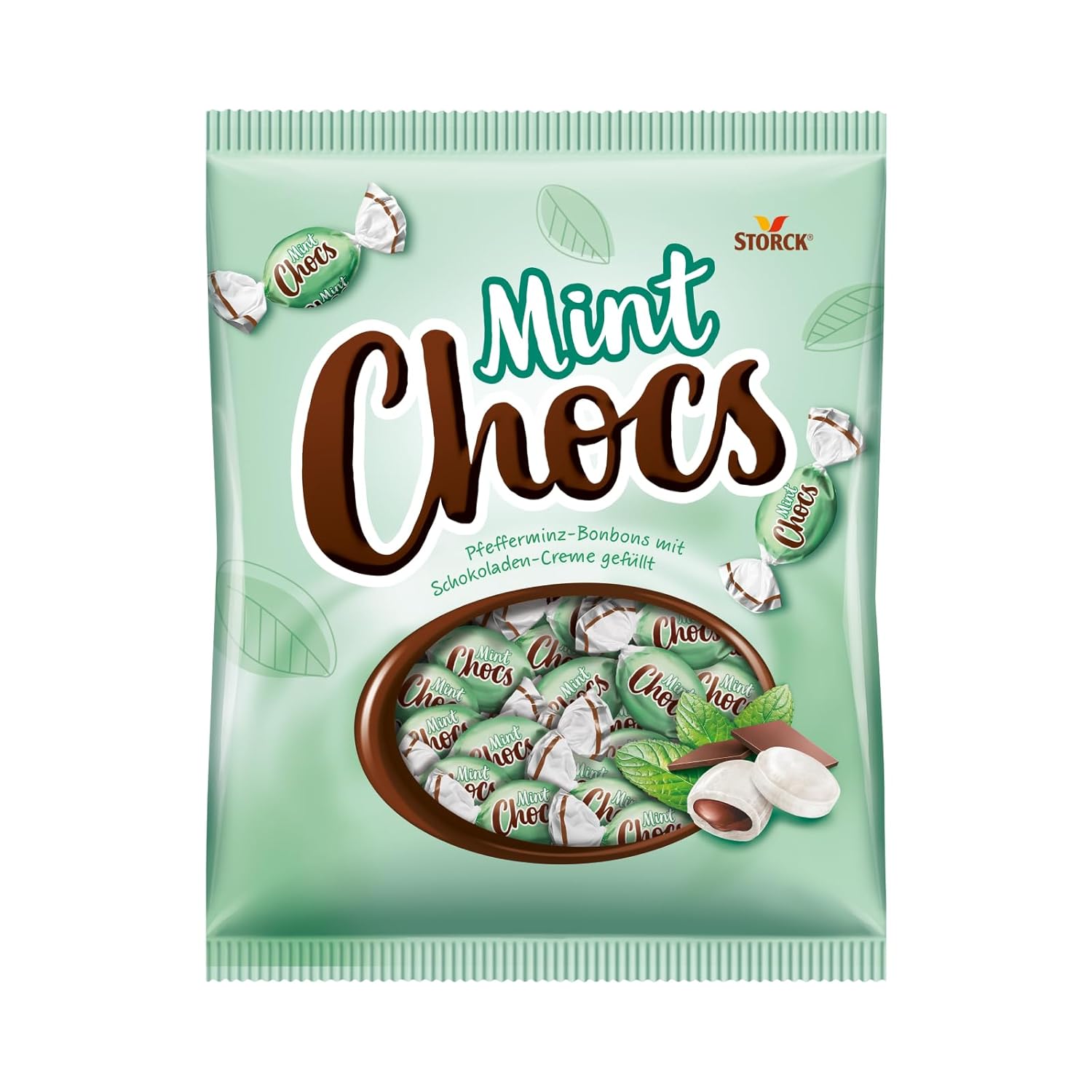 Bunte Welt Store Mint Chocs - 1 x 425g - Peppermint Sweets with Chocolate Cream Filling 425g