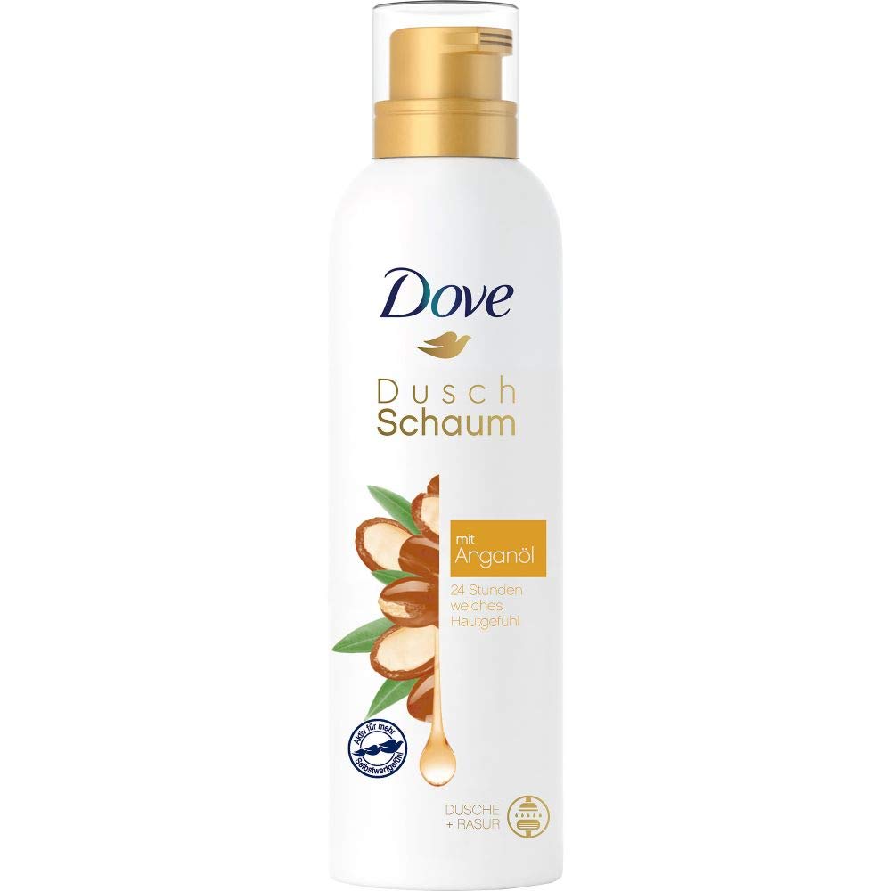 Dove Shower Foam Women\'s Shaving Foam Pack of 6 Argan Oil for Velvety Soft Skin Moisturises (6 x 200 ml)