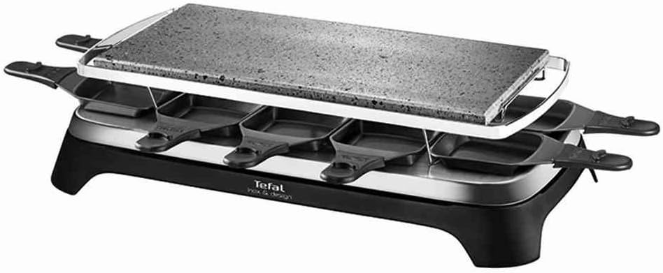 Tefal PR4578 Pierrade Raclette for 10 People with Removable Grill Plate, 1350 W, Black/Stainless Steel