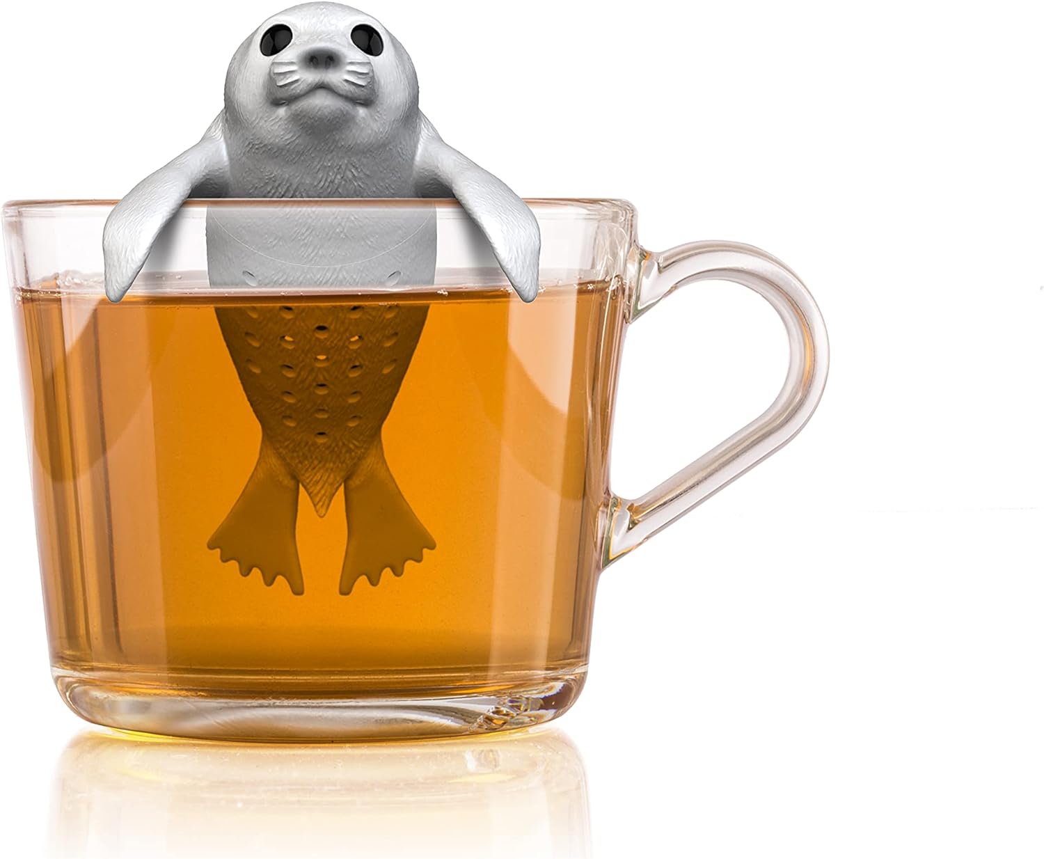 Winkee Store Winkee Cute Animal Tea Strainer – Tea Infuser for Loose Tea – Funny Tea Infuser – Tea Strainer for Cup – Spice Strainer Silicone – Tea Capsule Animal Figure (Seal)