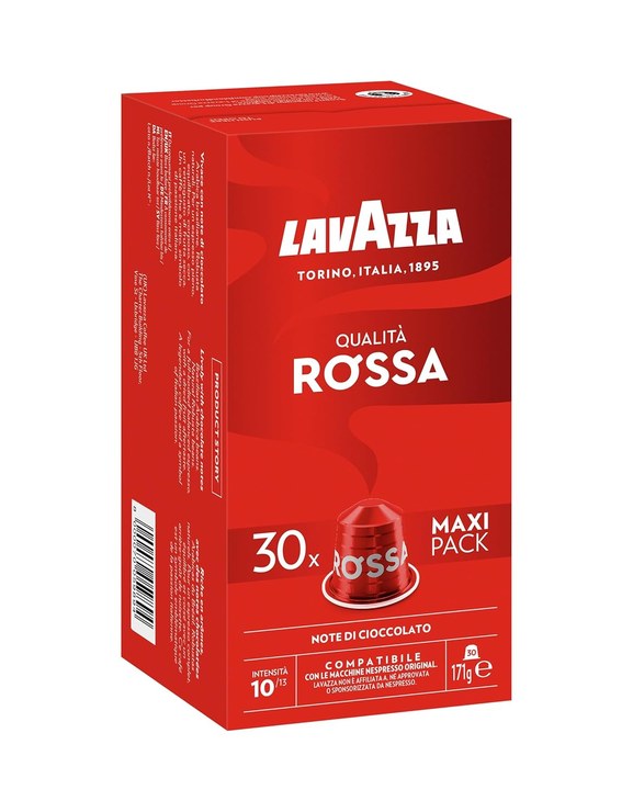 Lavazza Espresso Qualita Rossa, Full-bodied and Balanced Espresso, 30 Capsules, Nespresso Compatible