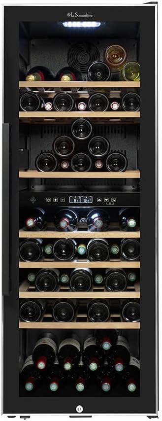 La Sommeliere - Wine Refrigerator ECS81.2Z, 75 Bottles, 2 Zone Temperature Control Serving Wine Cabinet, Glass Door Made of UV-Impermeable Glass, Temperature Range from 5°C to 20°C, Freestanding