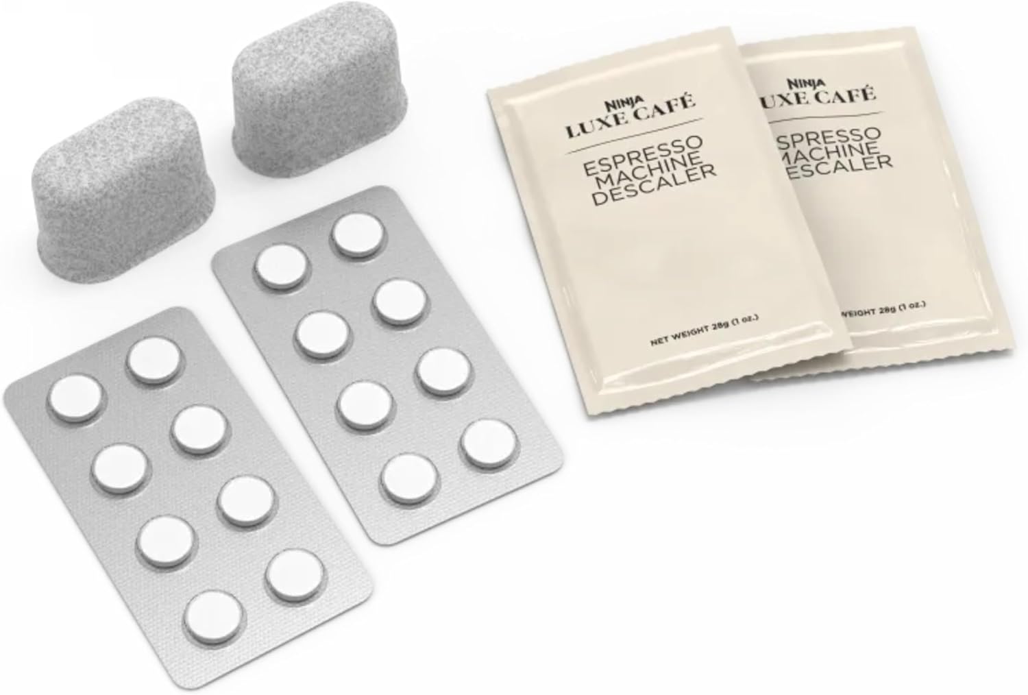 Ninja Luxe Cafe Espresso Cleaning Accessory Kit, 4 Month Supply Descaling Packs, Cleaning Tablets, Water Filter, Espresso & Coffee Machine Cleaner, XSKCLRKT4MNSUP